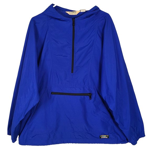 VTG 90's LL BEAN 100% Nylon Woman's Blue Anorak Windbreaker Jacket XL Pullover - Picture 1 of 11